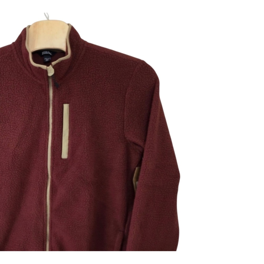 Eddie Bauer Mens XL Burgundy Sherpa Fleece Full Zip Jacket Mock Neck 28011485